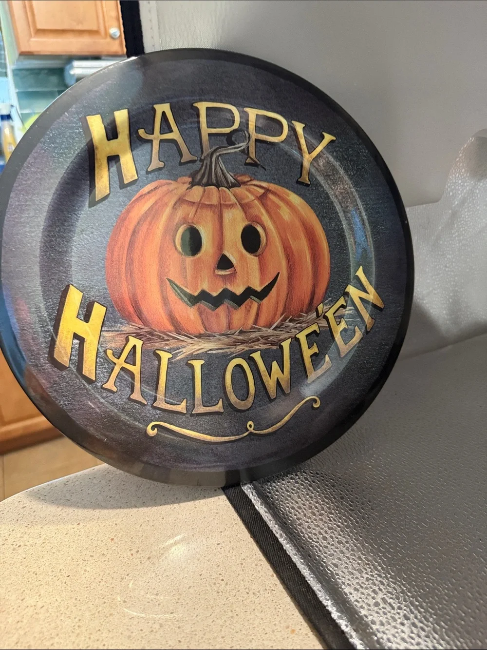 Happy Halloween Pumpkin Decorative Serving Platter - Orange